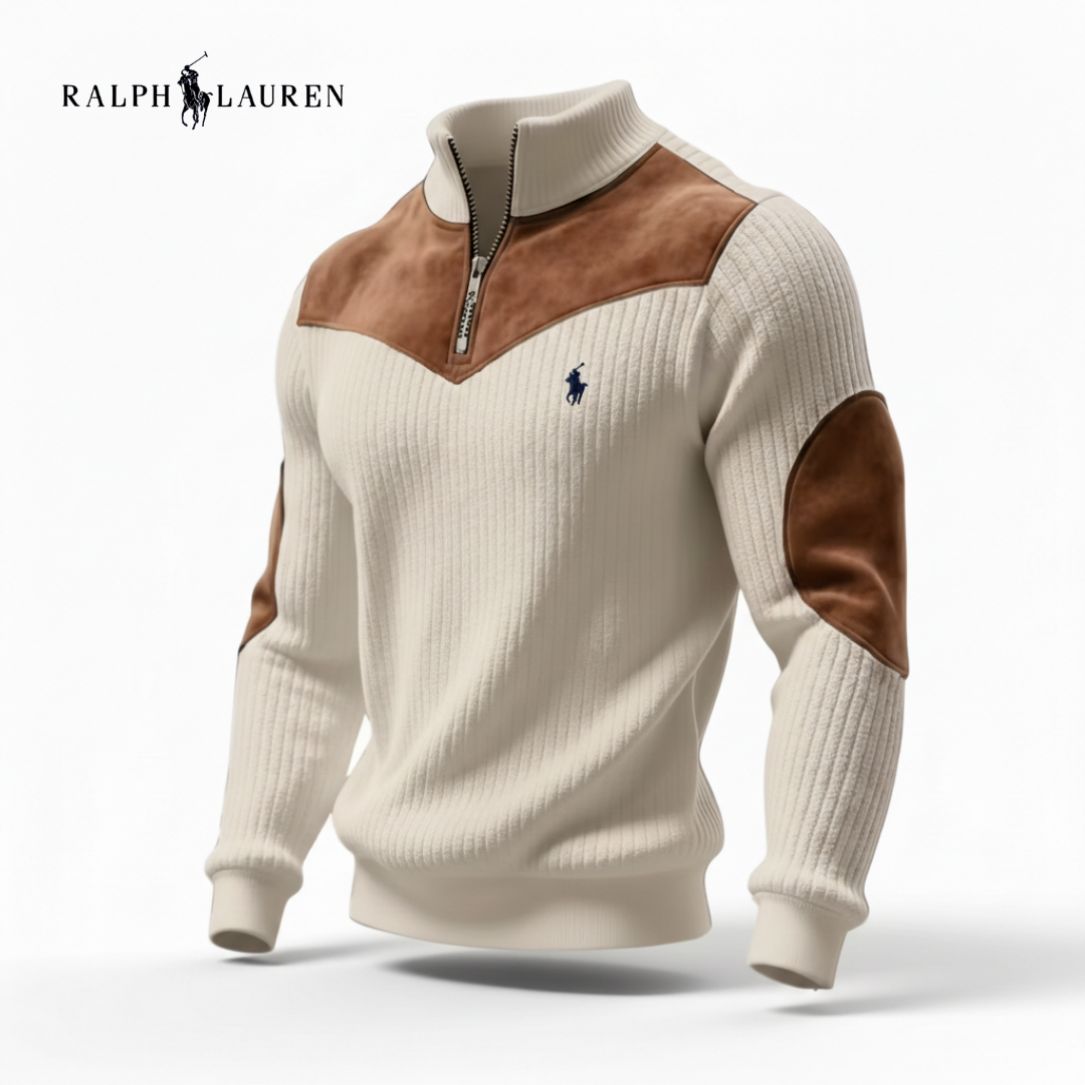 Pull Zippé Côtelé Avec Détails En Daim